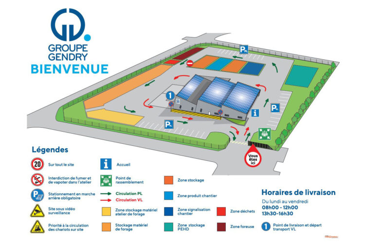 Plan de circulation de site industriel de forage - Gendry