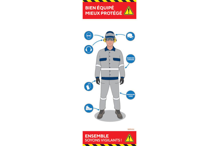 Port des EPI - Secteur industrie métallurgie - Format 60 x 170 cm avec socle