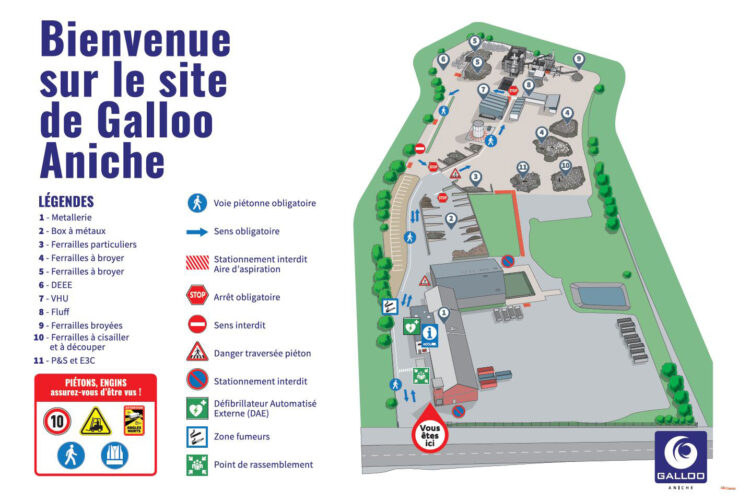 Galloo Aniche - Plan de circulation - Site de recyclage - Com'un Panneau